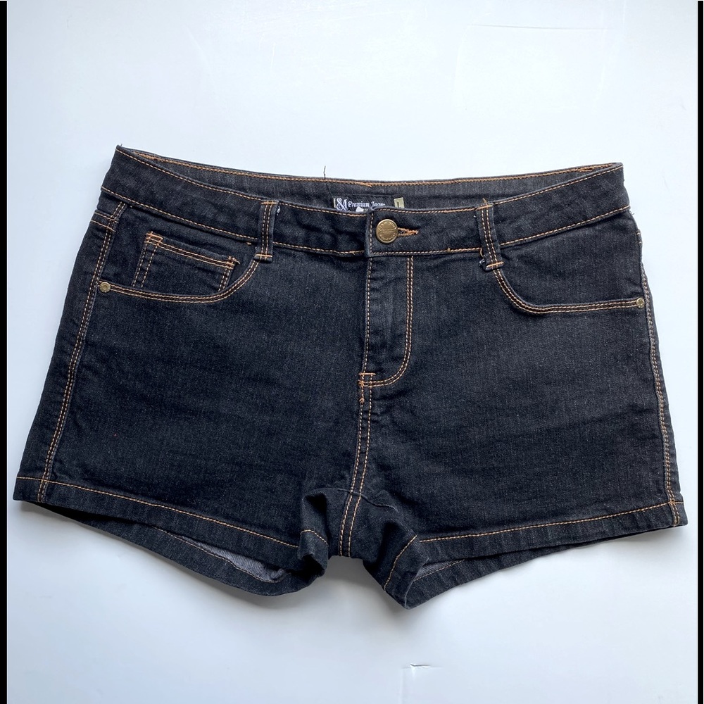 Jean Shorts-Shortie Black Stretch Black Denim L